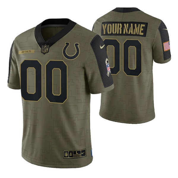 Men's Indianapolis Colts Customized Olive Salute To Service Limited Stitched Jersey Men's Indianapolis Colts Customized Olive Salute To Service Limited Stitched Jersey